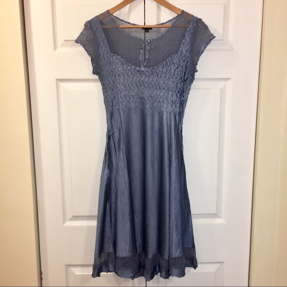 Komarov charmeuse satin figure flattering dress.